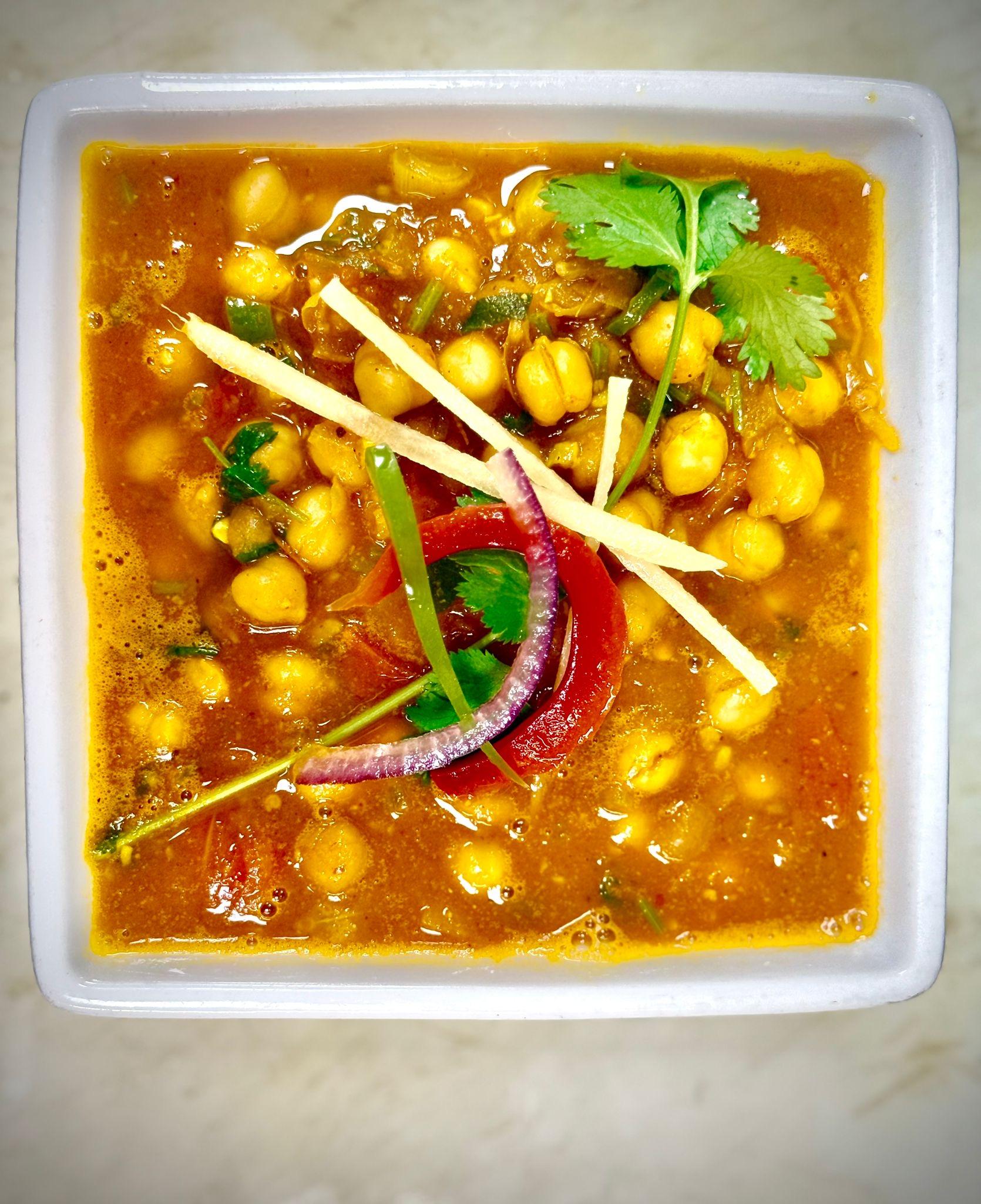 Chana masala made with chickpeas and warm spices